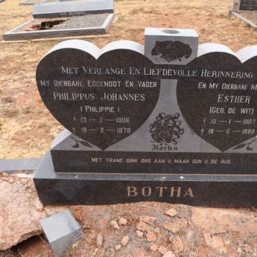 BOTHA Philippus Johannes 1906-1978 & Esther DE WIT 1907-1989