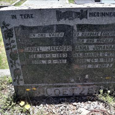COETZER Daniel Jacobus 1883-1961 &amp; Anna Johanna MARAIS 1876-1959