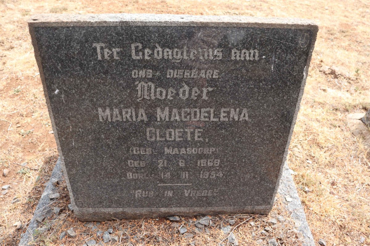 CLOETE Maria Magdalena 1868-1954