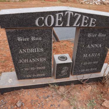 COETZEE Andries Johannes 1909-1998 & Anna Maria 1912-2006