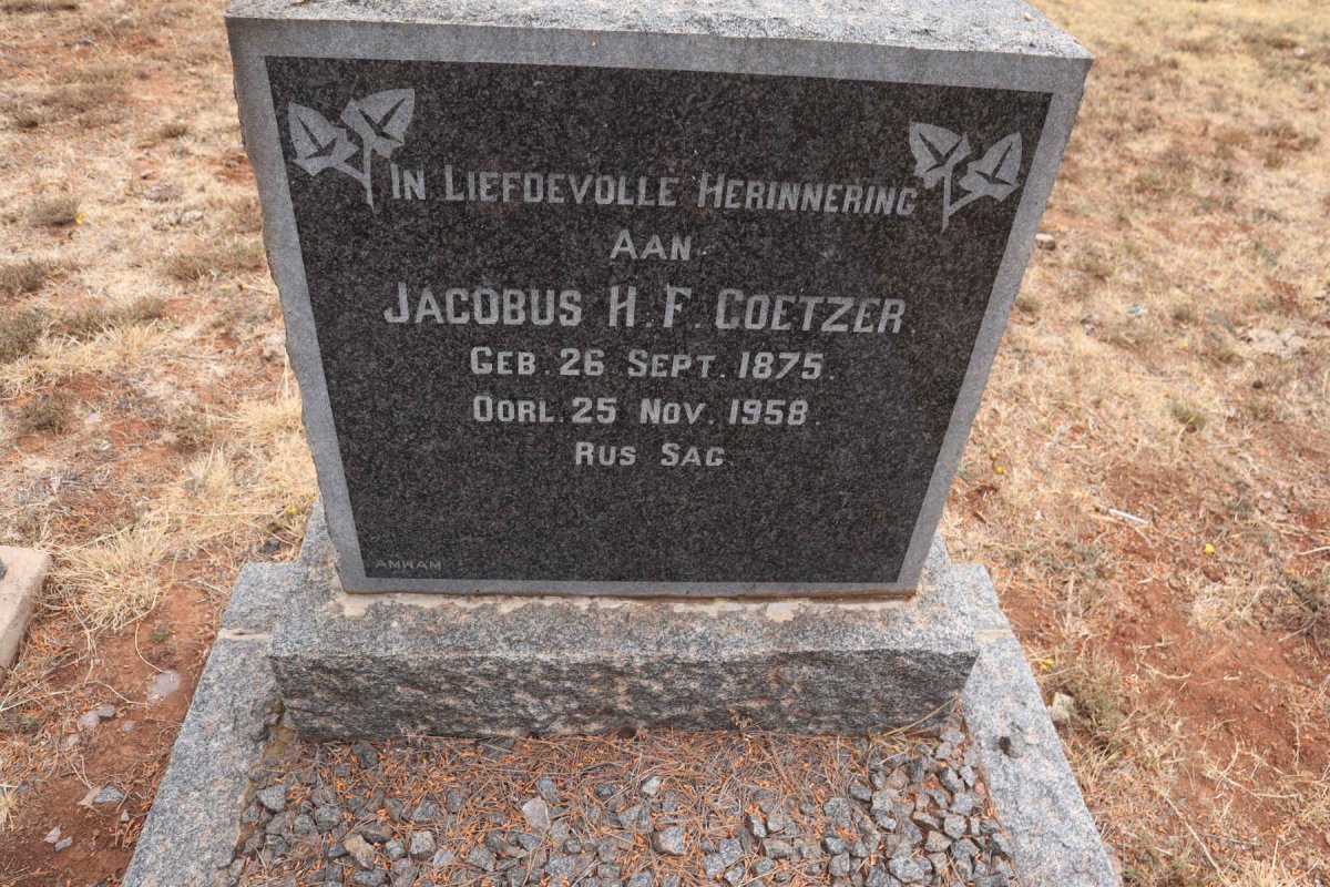COETZER Jacobus H.F. 1875-1958