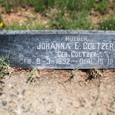 COETZER Johanna E. nee COETZER 1892-1956
