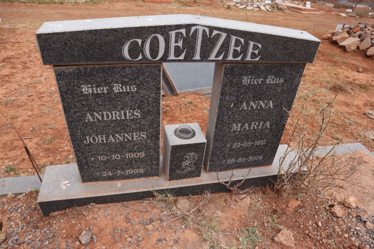 COETZEE Andries Johannes 1909-1998 & Anna Maria 1912-2006