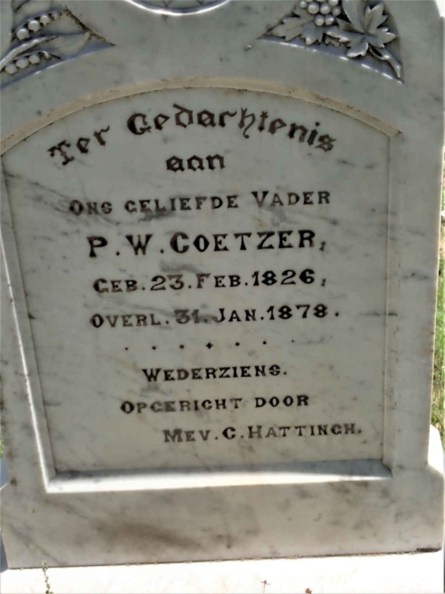 COETZER P.W. 1826-1878