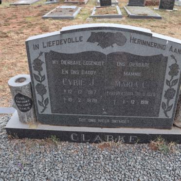 CLARKE Cyril J. 1917-1979 & Maria C. DU PLESSIS 1928-1991