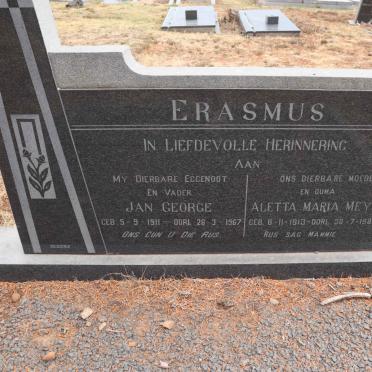 ERASMUS Jan George 1911-1967 & Aletta Maria Meyer 1913-1980