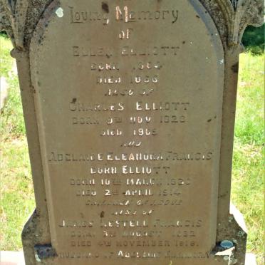 ELLIOT Ellen 1804-1866 :: ELLIOT Charles 1828-1909 :: FRANCIS James Kestell 1832-1918 &amp; Adelaide Eleanora ELLIOTT 1830-1914