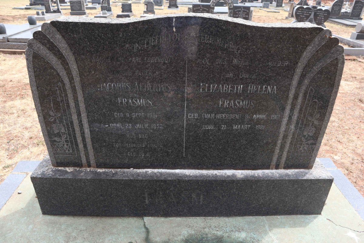ERASMUS Jacobus Albertus 1891-1952 & Elizabeth Helena VAN HEERDEN 1901-1981