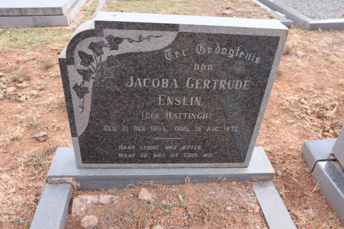 ENSLIN Jacoba Gertrude nee HATTINGH 1905-1972