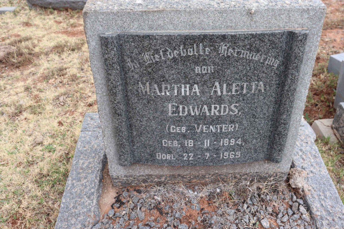 EDWARDS Martha Aletta nee VENTER 1894-1969