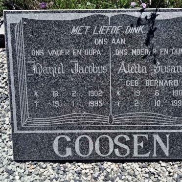 GOOSEN Daniel Jacobus 1902-1995 &amp; Aletta Susanna BERNARD 1904-1995