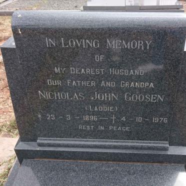 GOOSEN Nicholas John 1896-1976