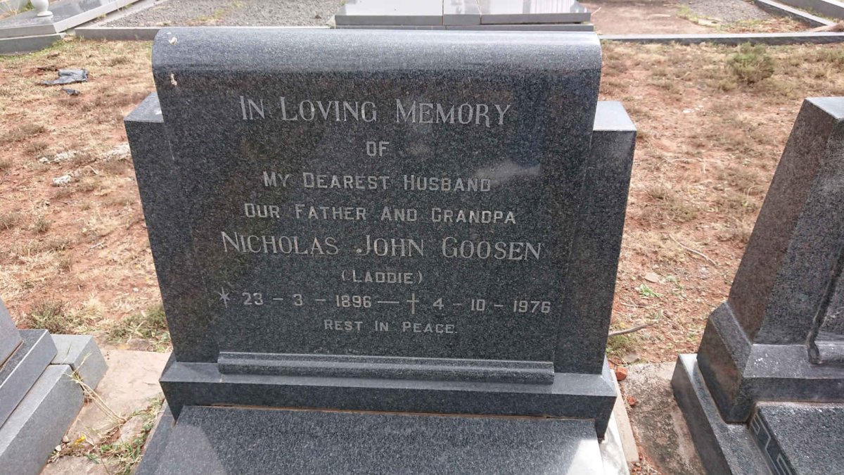 GOOSEN Nicholas John 1896-1976