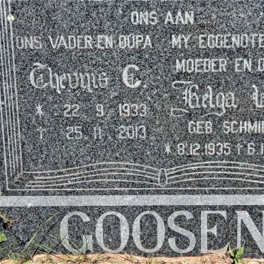 GOOSEN Theunis C. 1933-2013 &amp; Helga Ula SCHMIDT 1935-1995