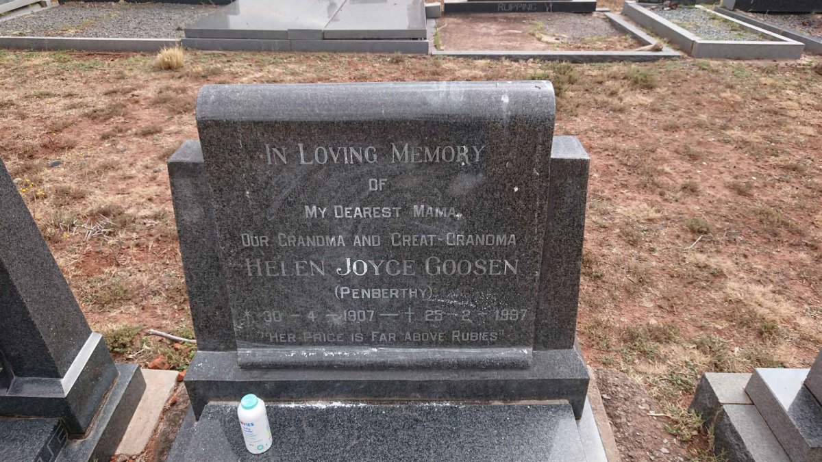 GOOSEN Helen Joyce PENBERTHY 1907-1997