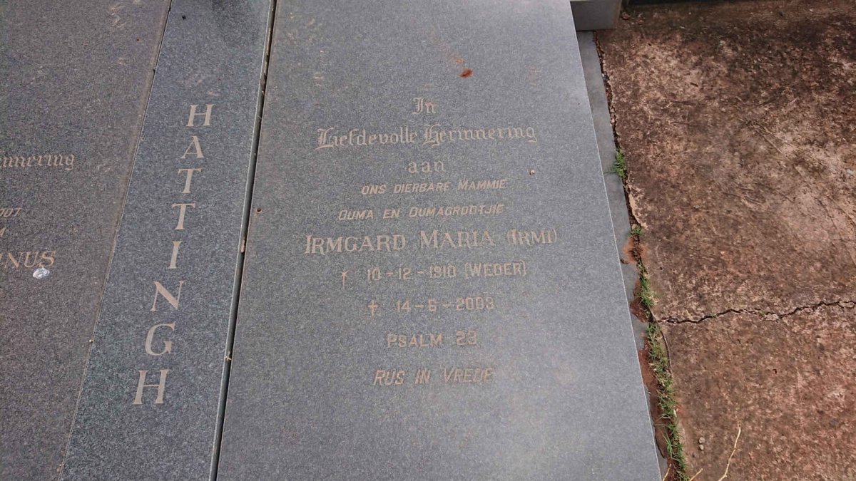 HATTINGH George Marthinus 1910-1994 & Irmgard Maria WEBER 1910-2003_2