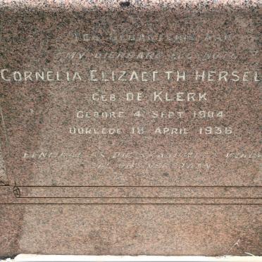 HERSELMAN Cornelia Elizabeth nee DE KLERK 1904-1936