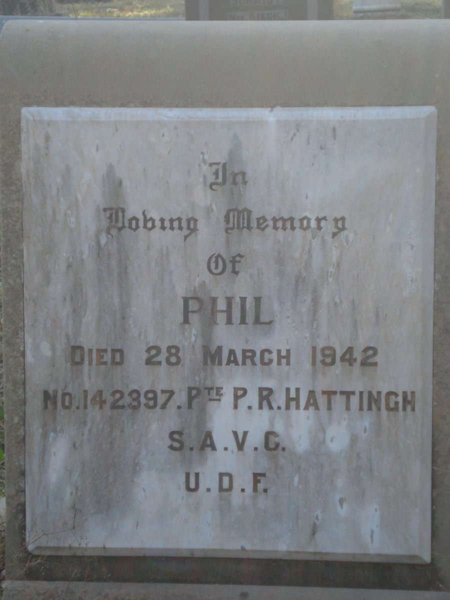 HATTINGH Phil P.R. -1942