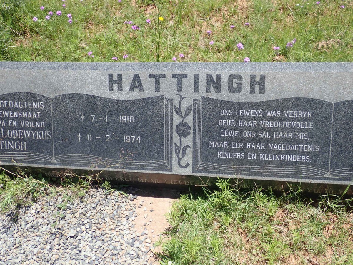 HATTINGH Johannes Lodewykus 1910-1974 &amp; Helena Catharina 1913-2008