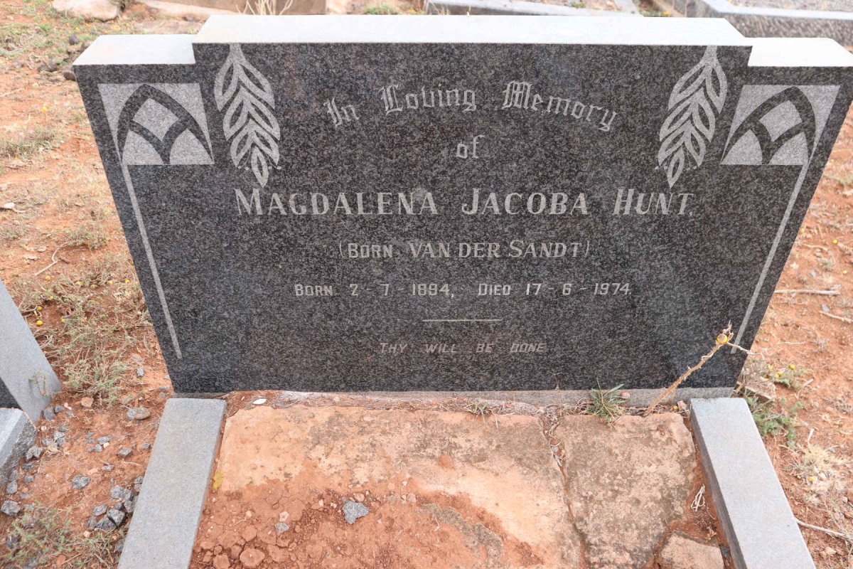HUNT Magdalena Jacoba nee VAN DER SANDT 1894-1974