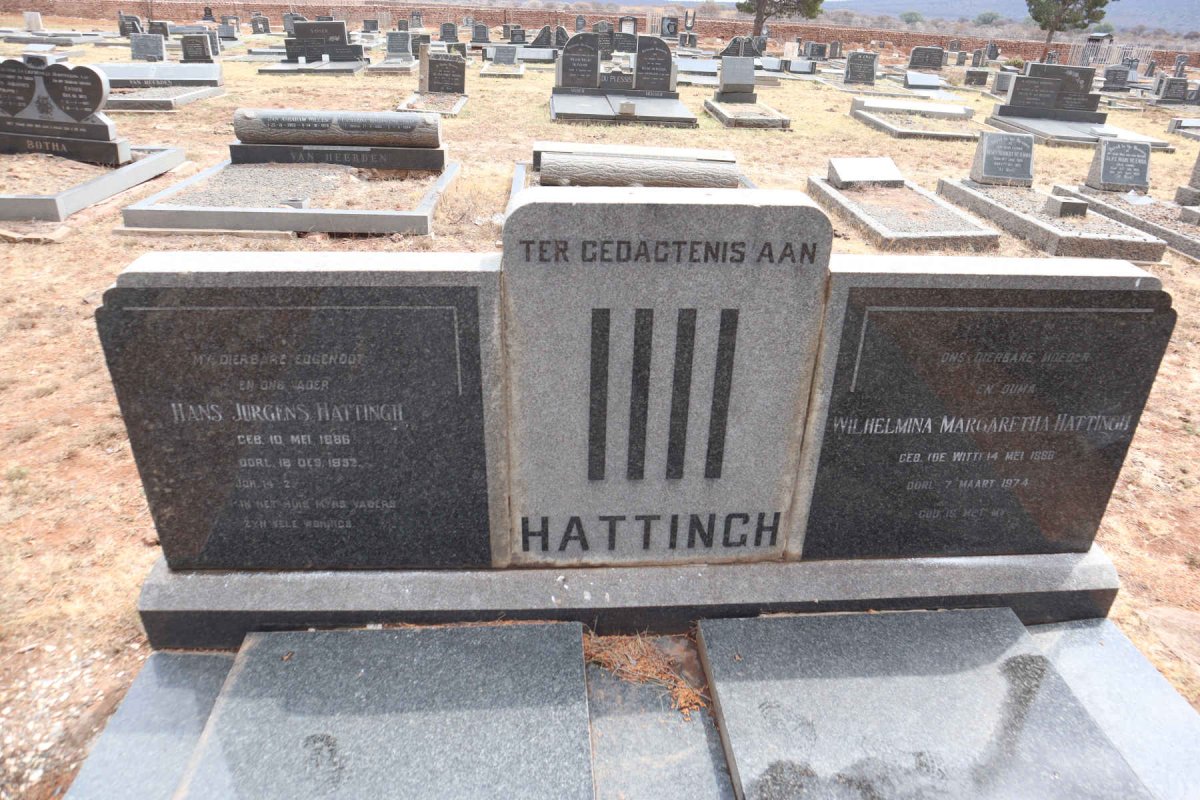 HATTINGH Hans Jurgens 1886-1952 & Wilhelmina Margaretha DE WITT 1886-1974