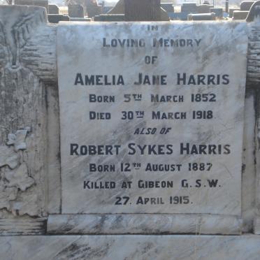 HARRIS Robert Sykes 1887-1915 &amp; Amelia Jane 1852-1918