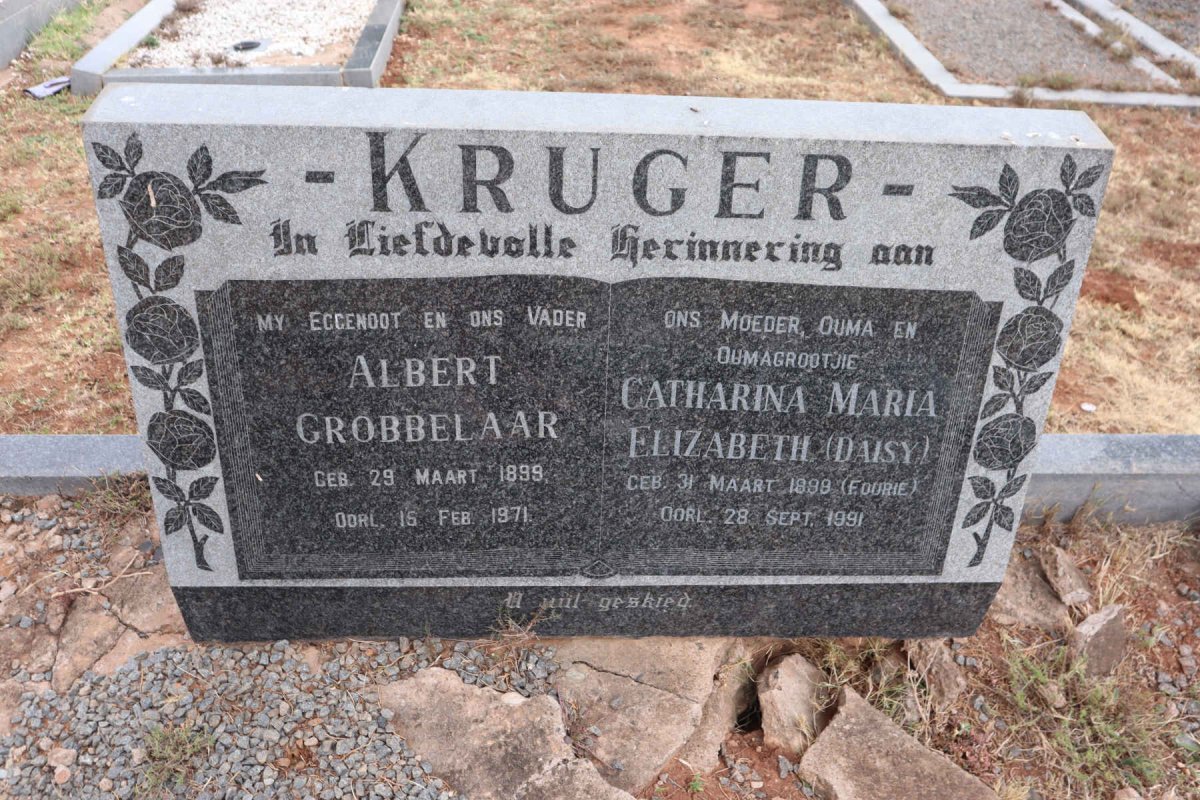KRUGER Albert Grobbelaar 1899-1971 & Catharina Maria Elizabeth FOURIE 1899-1991