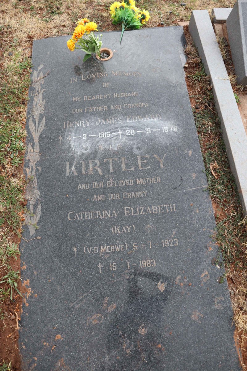 KIRTLEY Henry James Edward 1916-1979 & Catherina Elizabeth VAN DER MERWE 1923-1983