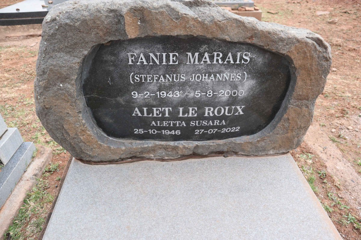 MARAIS Stefanus Johannes 1943-2000 & Aletta Susara LE ROUX 1946-2022