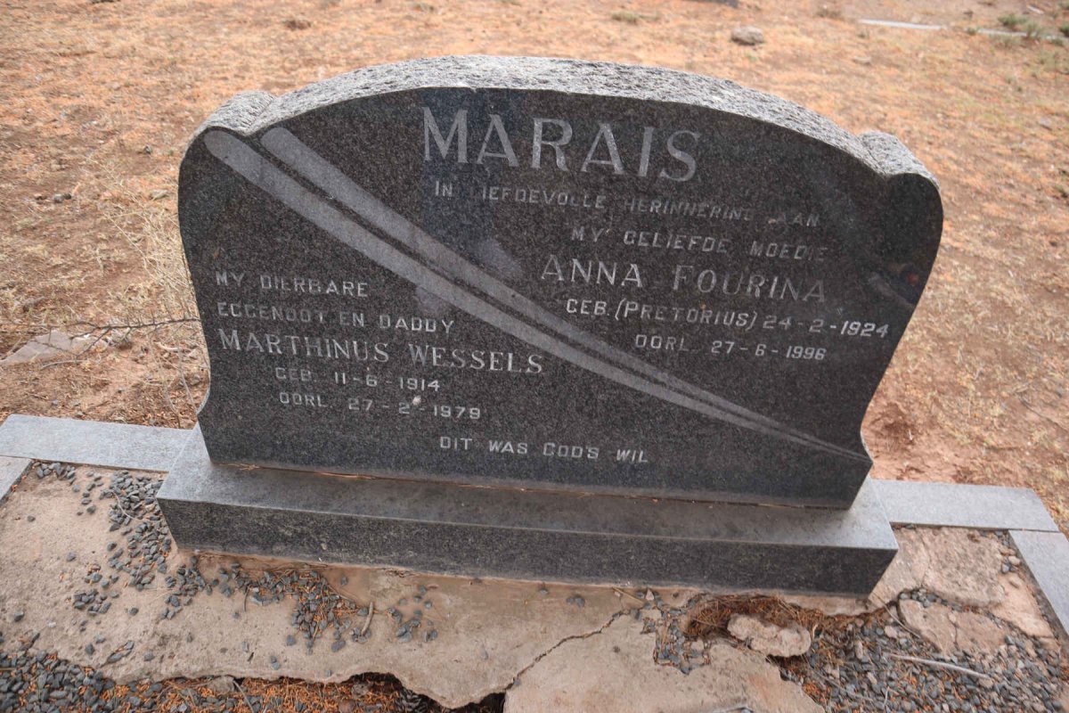 MARAIS Marthinus Wessels 1914-1979 & Anna Fourina PRETORIUS 1924-1996