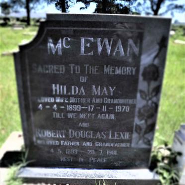 MCEWAN Robert Douglas Lexie 1899-1981 &amp; Hilda May 1899-1970