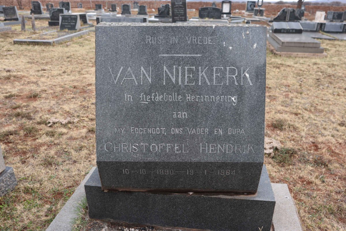 NIEKERK Christoffel Hendrik, van 1890-1964