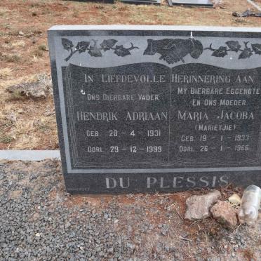 PLESSIS Hendrik Adriaan, du 1931-1999 & Maria Jacoba 1933-1966