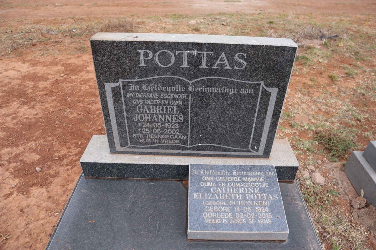 POTTAS Gabriel Johannes 1923-2002 & Catherine Elizabeth SCHONKEN 1924-2015