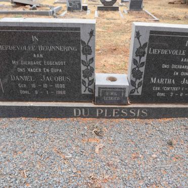 PLESSIS Daniel Jacobus, du 1898-1968 & Martha Jacomina COETZEE 1906-1988