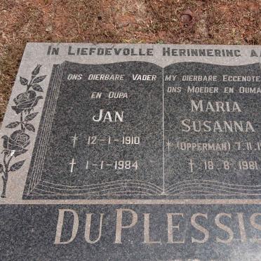 PLESSIS Jan, du 1910-1984 & Maria Susanna OPPERMAN 1916-1981
