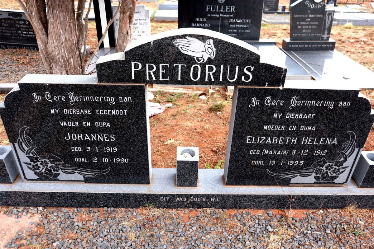 PRETORIUS Johannes 1919-1990 & Elizabeth Helena MARAIS 1912-1995