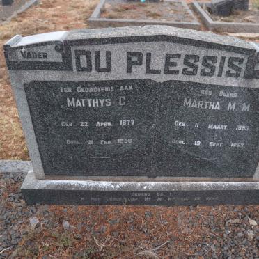 PLESSIS Matthys C., du 1877-1956 & Martha M.M. 1893-1953