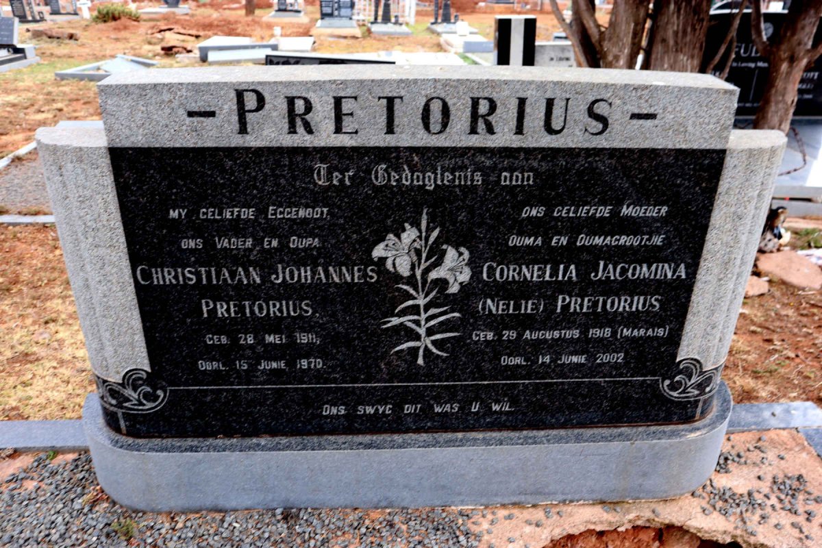 PRETORIUS Christiaan Johannes 1911-1970 & Cornelia Jacomina MARAIS 1918-2002