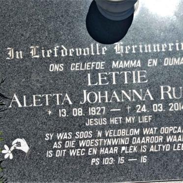 RUPPING Lettie Aletta Johanna 1927-2014