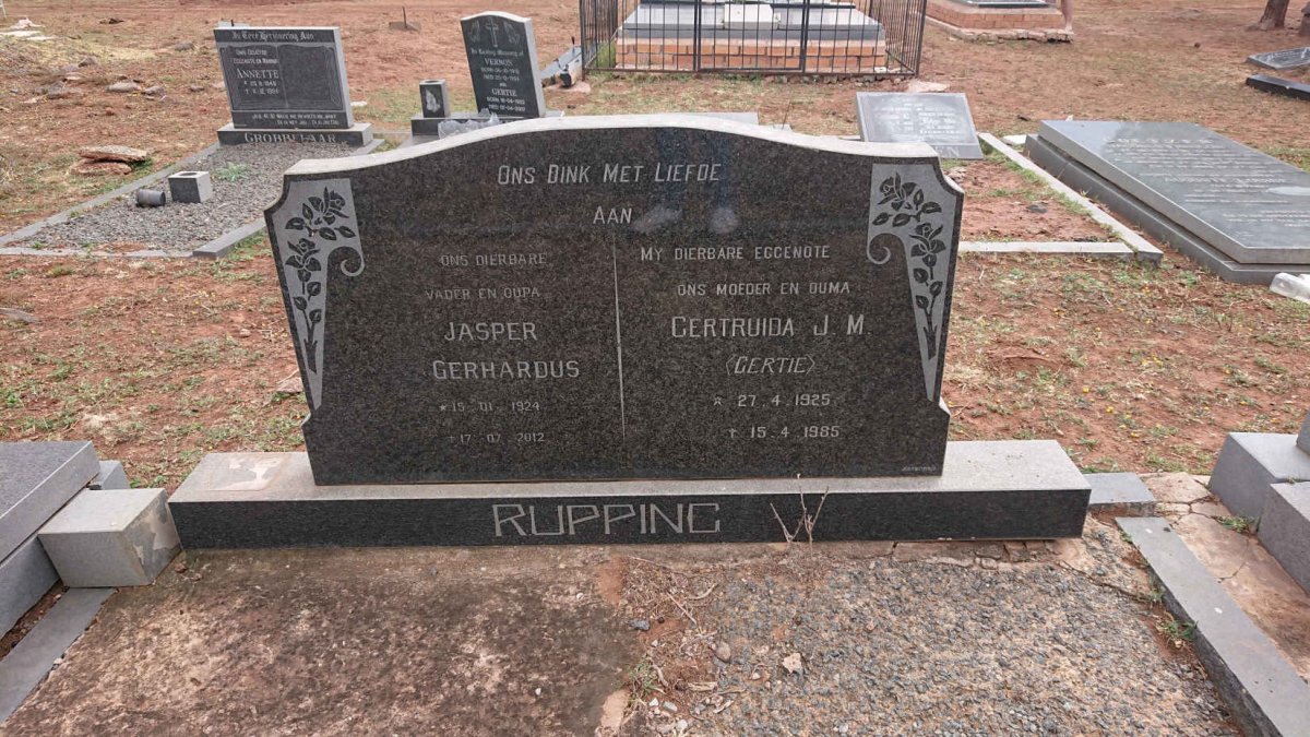 RUPPING Jasper Gerhardus 1924-2012 & Gertruida J.M. 1925-1985