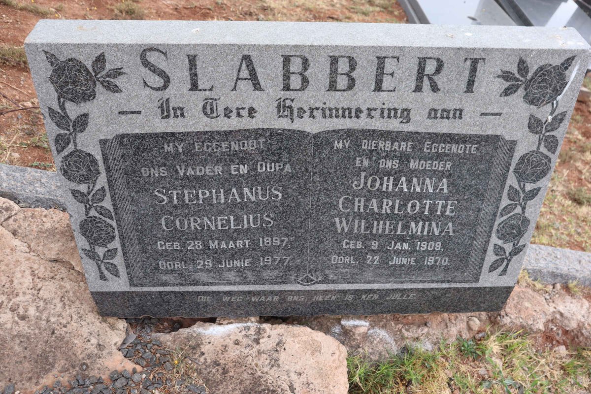 SLABBERT Stephanus Cornelius 1897-1977 & Johanna Charlotte Wilhelmina 1909-1970