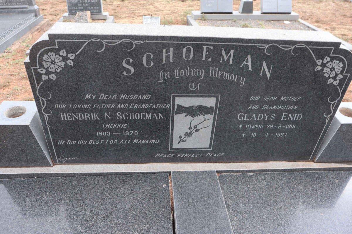 SCHOEMAN Hendrik N. 1903-1970 & Gladys Enid OWEN 1918-1997