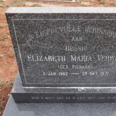 VERWEY Elizabeth Maria nee PIENAAR 1902-1971