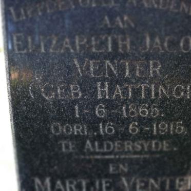 VENTER Elizabeth Jacoba nee HATTINGH 1865-1915 :: VENTER Martje nee HATTINGH 1873-1941