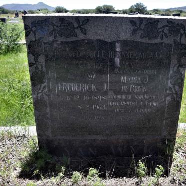WYK Frederick J., van 1898-1963 :: DE  BRUIN Maria J. voorheen VAN WYK nee VENTER 1911-1990