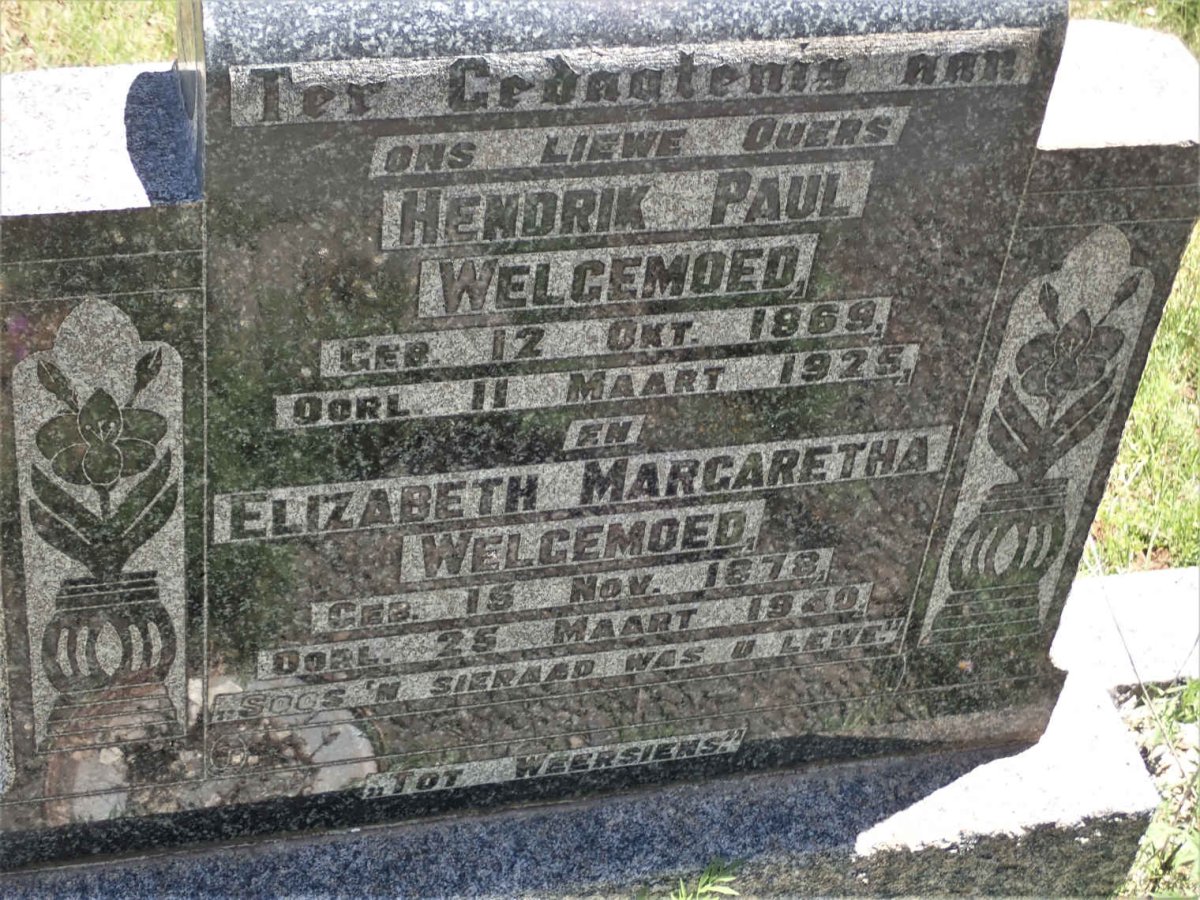 WELGEMOED Hendrik Paul 1869-1925 &amp; Elizabeth Margaretha 1878-1940