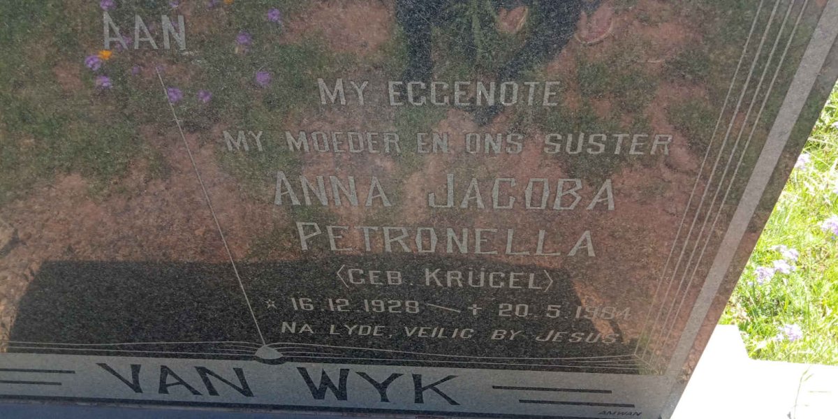 WYK Anna Jacoba Petronella, van nee KRUGEL 1928-1984