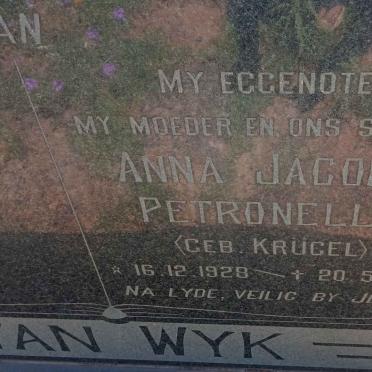 WYK Anna Jacoba Petronella, van nee KRUGEL 1928-1984