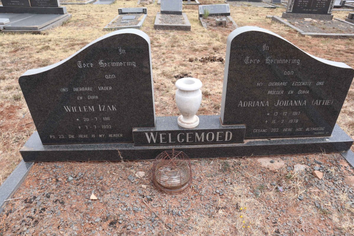 WELGEMOED Willem Izak 1911-1992 & Adriana Johanna 1917-1979